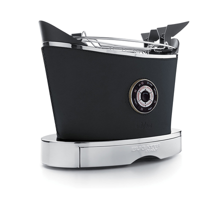 Włoski automatyczny toster Volo ręcznie obszyty czarną skórą, Bugatti